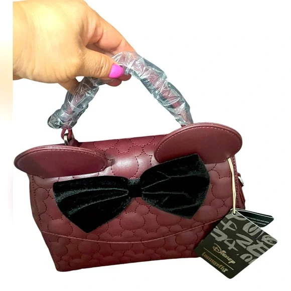 💚💜🌼NWT Loungefly Disney Minnie Mouse Quilted Crossbody Satchel Handbag Purse. - Picture 3 of 11